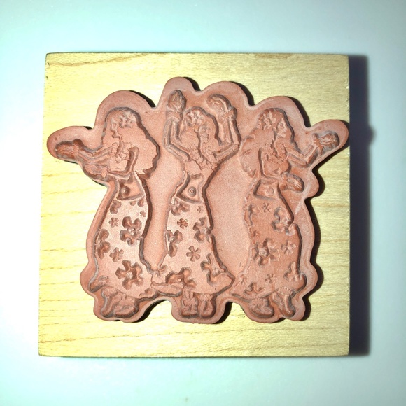 INKADINKADO Wood Block Rubber Stamp Hawaiian Dancing Hula Girls, RARE, NEW! - Picture 3 of 6